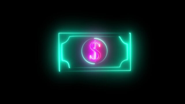 Money stack. Hundred dollars of America dolar. Falling money isolated, us bill black background 4K video animation.