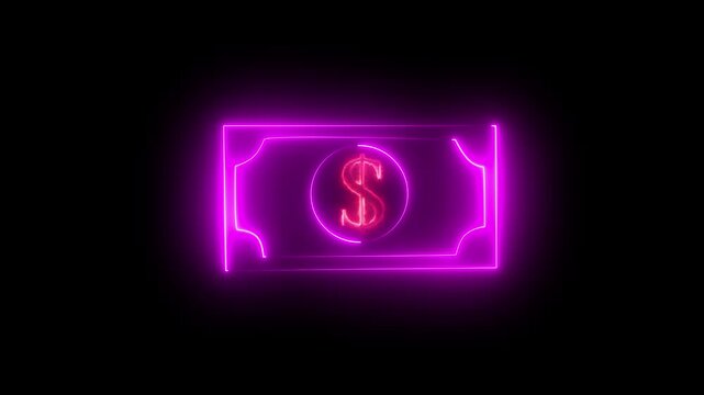 Money stack. Hundred dollars of America dolar. Falling money isolated, us bill black background 4K video animation.