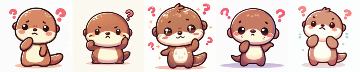 Vector of a cute cartoon otter character confusing and scratching its head © FirdianKrisna