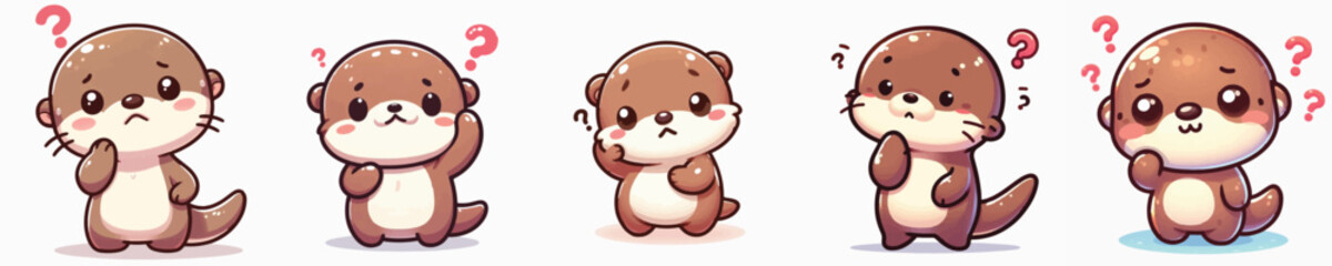 Vector of a cute cartoon otter character confusing and scratching its head © FirdianKrisna