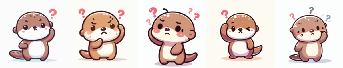 Vector of a cute cartoon otter character confusing and scratching its head © FirdianKrisna