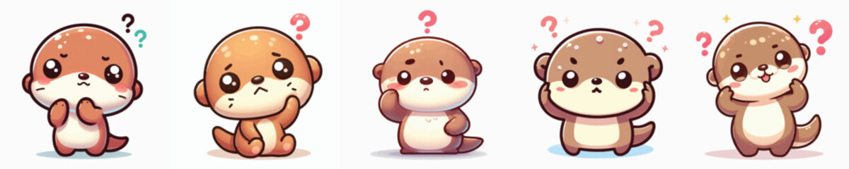 Vector of a cute cartoon otter character confusing and scratching its head © FirdianKrisna