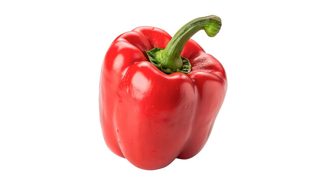 Fresh ripe red bell pepper sweet paprika vegetable ingredient isolated on transparent background
