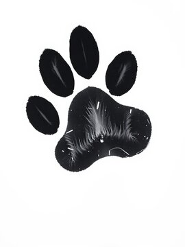 Simple black paw print on a white background with four toe pads, wildlife, nature