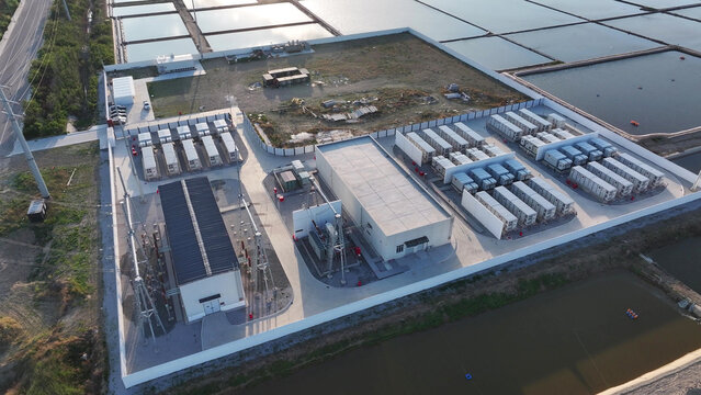 Aerial view of a photovoltaic power station with fishery and solar integration in Rizhao