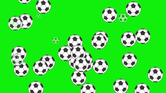 Floating Soccer Balls on Green Field Minimalist Flat Design Illustration