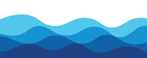 Obraz premium Abstract layered sea waves vector background with beautiful blue gradients.