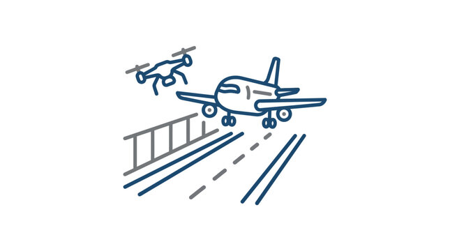 Drone flying dangerously close to airplane on runway
