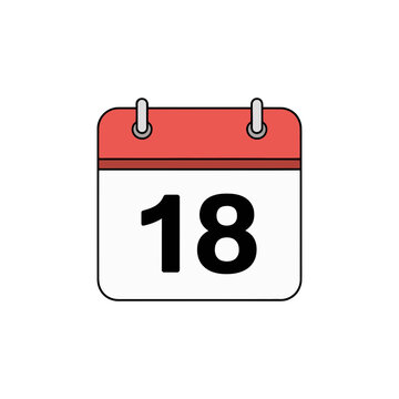 Red calendar icon representing date eighteen for scheduling