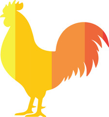 Bright yellow and brown rooster silhouette © Mithun