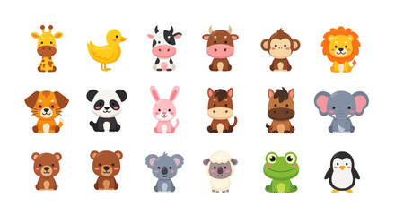 Fototapeta premium Collection of cute cartoon animal characters for children