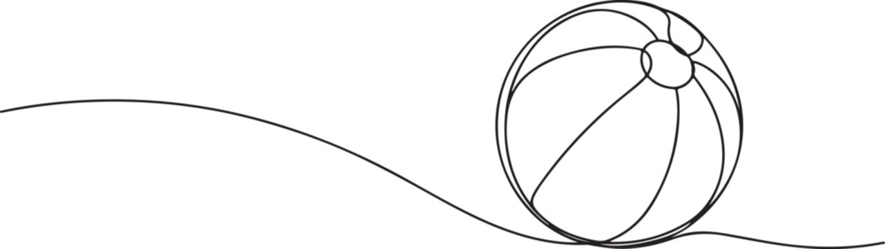 Black outline beach ball on a white background black and white