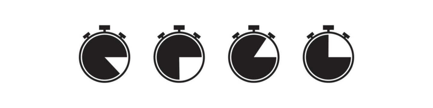 Stopwatch Timer Clock Outline Icon Set &ndash; Time Speed Chronometer Vector Collection, isolated on white background. eps10