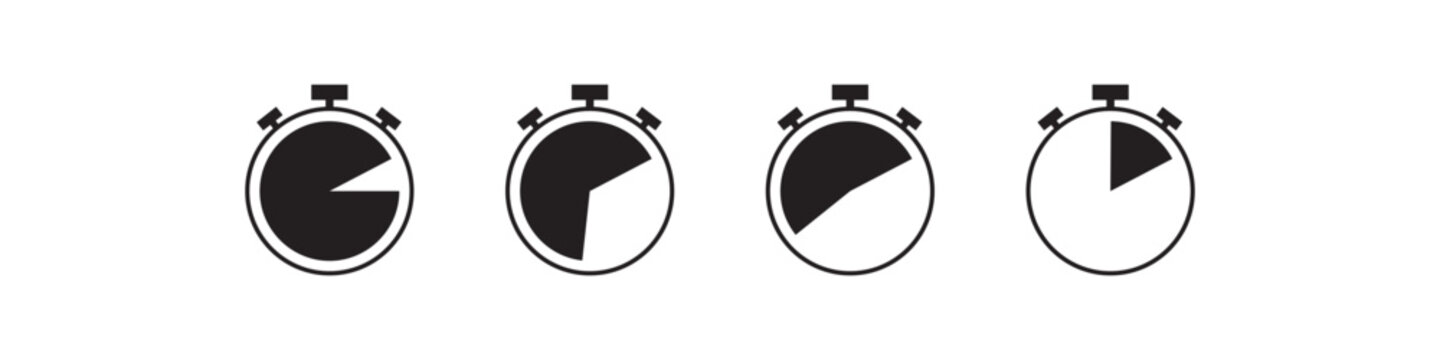 Stopwatch icon set. Countdown timer collection. Timer symbol. Perfect for web, mobile apps, UI, UX. vector illustration. eps10
