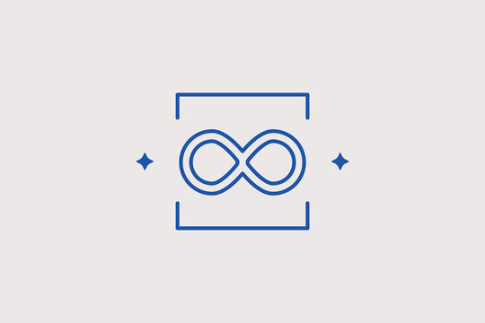 Mathematical infinity symbol enclosed in square brackets line icon for science center. Professional vector illustration for algebra course, philosophical blog, research lab.