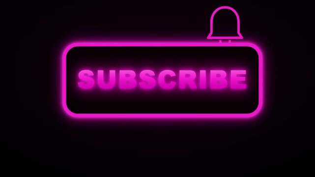 Animated neon pink subscribe button with bell icon in motion for social media engagement video clip