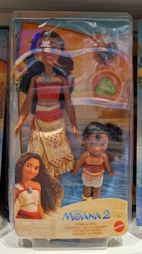 Moana 2 de Disney. Mu&ntilde;ecos de Moana y Simea, Set de hermanas, en jugueter&iacute;a Toy Planet en Madrid, Espa&ntilde;a, 9 de mayo de 2026