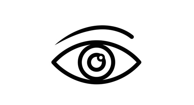 Minimalist eye icon, black line art, simple eye illustration, human eye symbol
