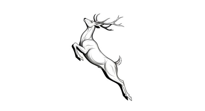 Elegant Black and White Deer Illustration Wildlife Stock Image