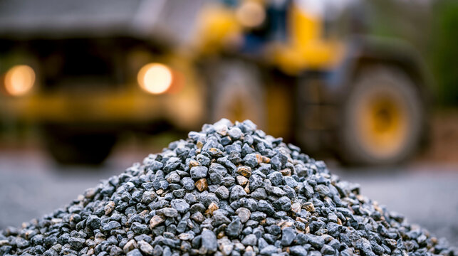Pile of gravel providing an important foundation for new infrastructure, representing construction, quarrying, and industrial development, copy space