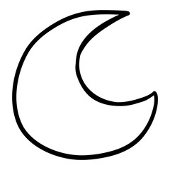 A hand-drawn crescent moon icon symbolizing night, sleep, and dark mode © ladang