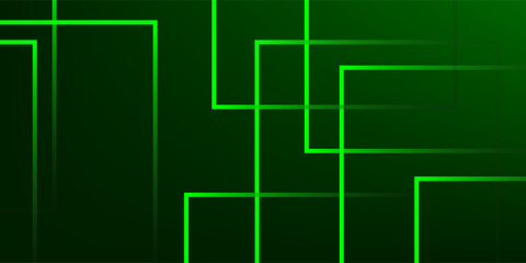 Abstract green neon geometric lines background with futuristic circuit style. © Granest