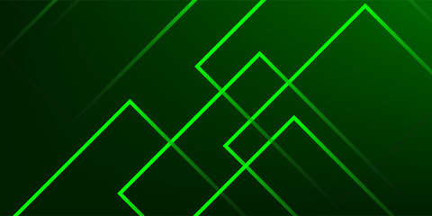 Abstract green neon geometric lines background with futuristic circuit style. © Granest