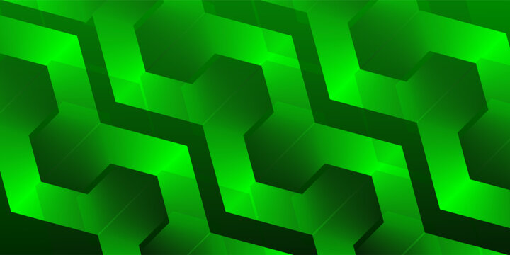 Abstract green geometric background with dynamic overlapping zigzag shapes.