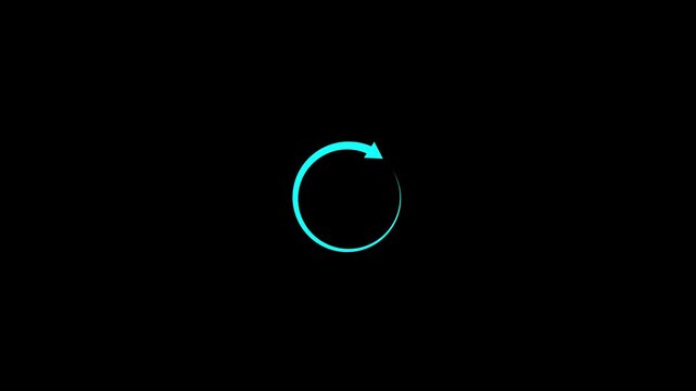 Refresh button icon animation, circle arrow icon set, reload, rotation on background.circle loading bar on black background. motion graphic of refresh button concept.