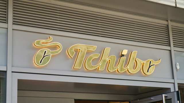 MANNHEIM, GERMANY - March 12th 2026 - Photo Of Tchibo Coffee Shop Branding Retail Coffee Chain German Coffee Culture Tchibo Storefront Signage Coffee Retail European Market Coffee Shop