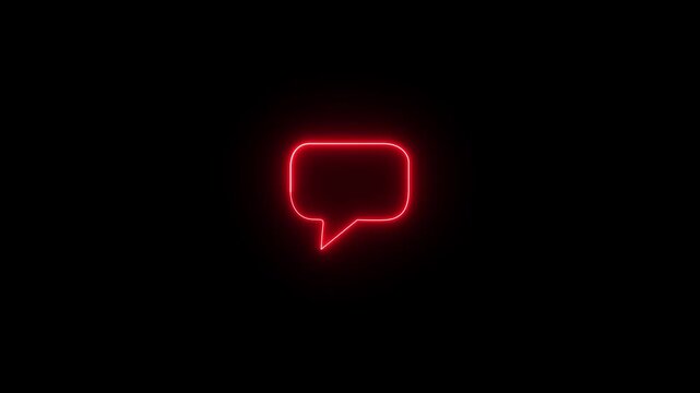 Glowing neon color message box icon conversation notice message icon animation.Neon text message icon.Glowing neon light massage icon animation. motion graphic of massage box concept.