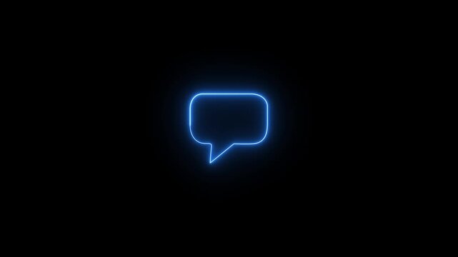 Glowing neon color message box icon conversation notice message icon animation.Neon text message icon.Glowing neon light massage icon animation. motion graphic of massage box concept.