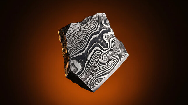 A piece of damascus steel with distinctive wavy pattern texture transparent background