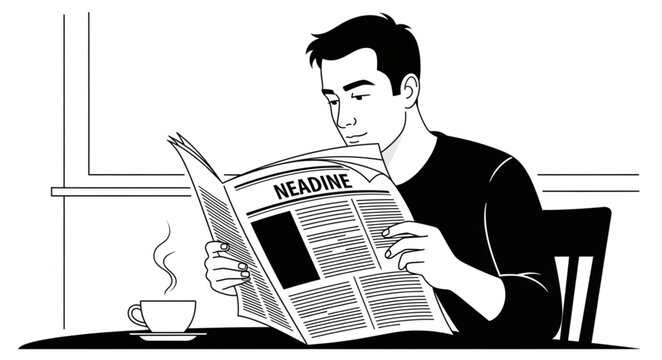 man reading newspaper