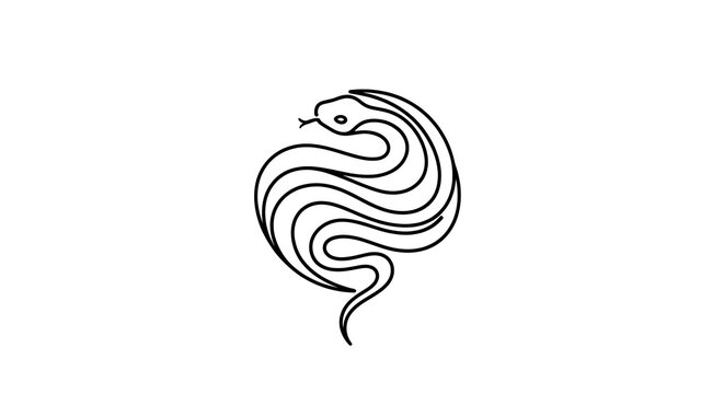 Minimalist Snake Logo Design in Black and White Vector Illustration
