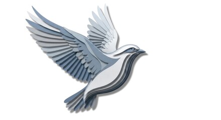 Naklejka premium Stylized Bird in Flight With 3d Layered Wings – Modern Abstract Pattern