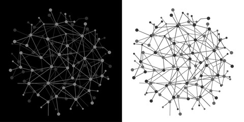Abstract Wireframe Network Sphere with Connected Dots and Lines Isolated on Transparent Background © Graphicsign