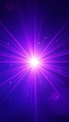 Fototapeta premium Vibrant starburst with sparkling lens flares dancing across a celestial blue-purple background, shine, vibrant
