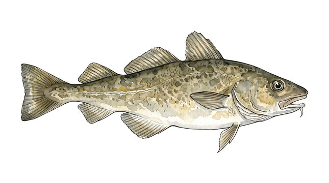 Atlantic Cod Fish Illustration - Transparent Background