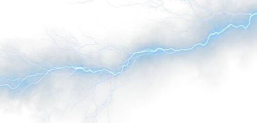 Vibrant Blue Thunder Strike with Branching Electric Sparks PNG © Iryna