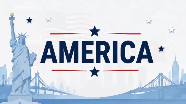 America Honoring Its Independence and 250th Anniversary with a Patriotic Animated Celebration Across Cityscapes