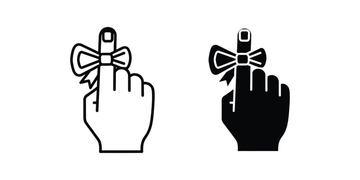 String tied around finger icon set representing memory reminder and task management