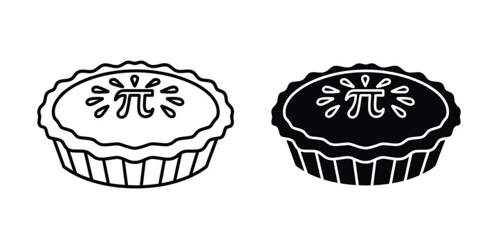 Pi Day Math Pie Icon Set with Mathematical Symbol Design