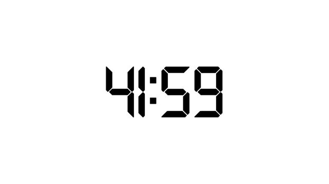 47 Minutes Digital Timer Countdown Sequence in Clean White and Black Stripes with Focus on Numbers
