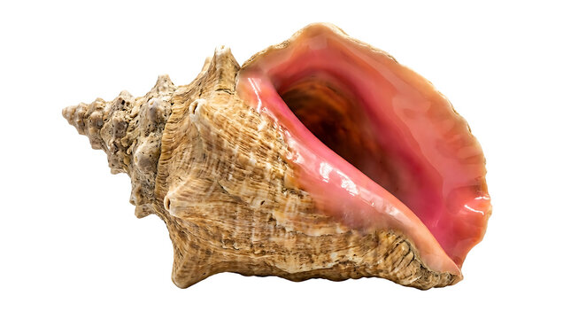 Large Queen Conch Shell Isolated on a White Background for Tropical Decor Use