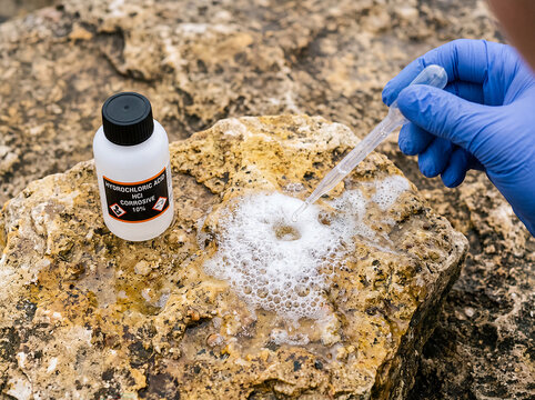 Hydrochloric acid test on carbonate rock.