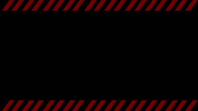 bars frame caution red looping animation, industrial hazard stripes bar on transparent background or blackbackground, 4k video