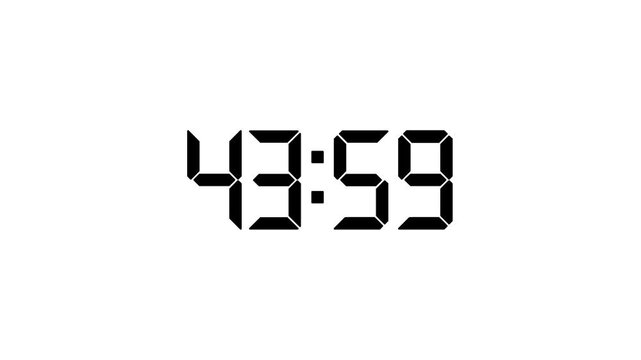 49 Minutes Digital Countdown Timers on Black and White Stripes with Cinematic Motion