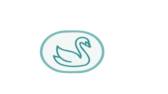 Teal swan logo, minimalist bird icon, oval shape symbol, vector graphic