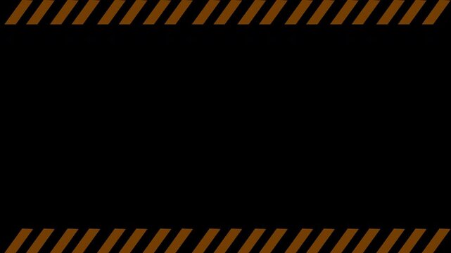 bars frame caution orange looping animation, industrial hazard stripes bar on transparent background or blackbackground, 4k video